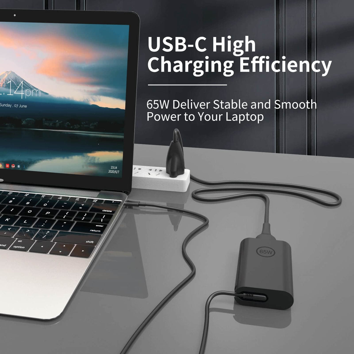YOXYDIF ultra-slim 65W USB-C charger ready for travel with minimal bulk.