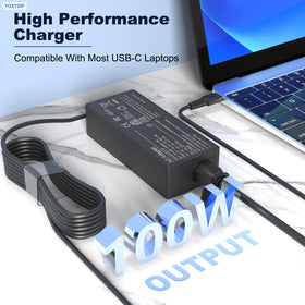 YOXYDIF USB-C laptop charger ports side view shows broad compatibility.