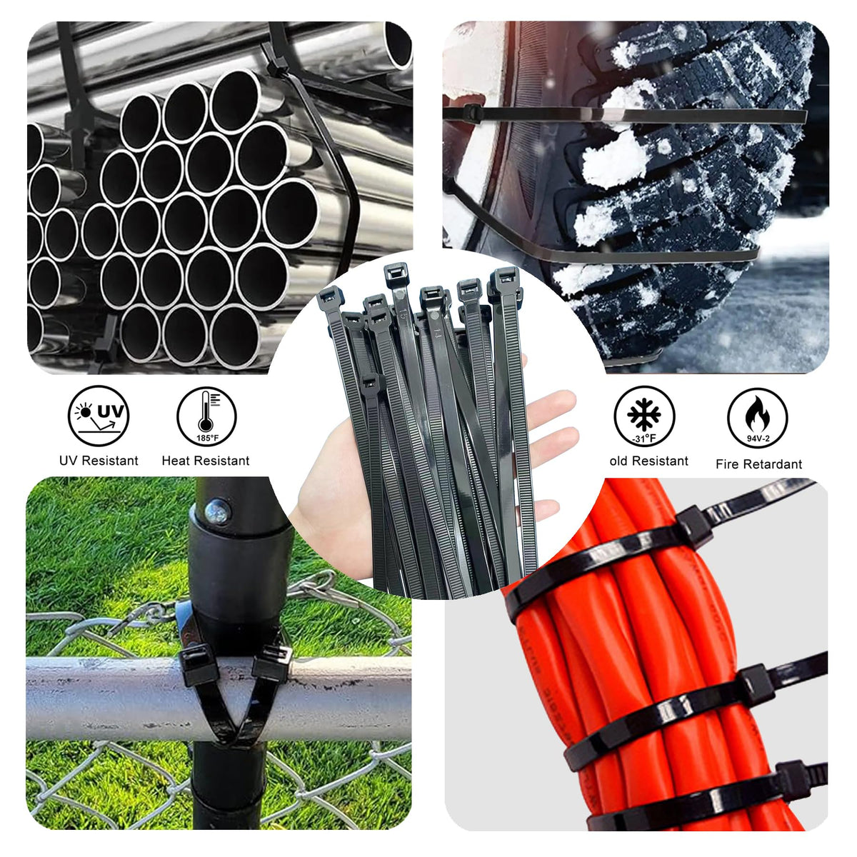 Yoyoellafa nylon-66 zip tie delivers 200 lb strength for tough jobs.
