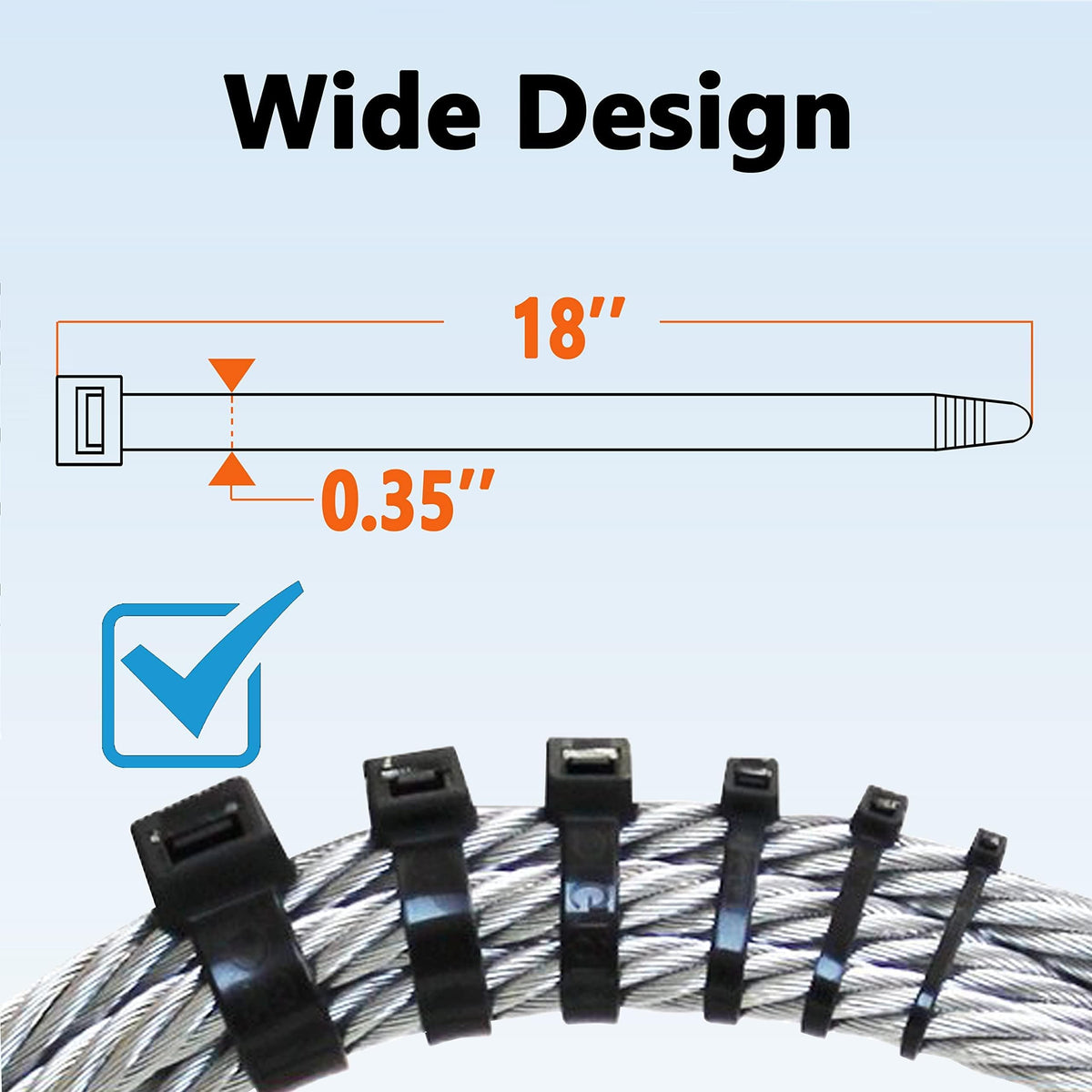 Yoyoellafa zip ties 18 inch giant white, close-up for outdoor projects