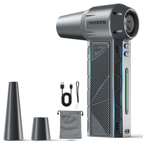 yoyoto front view silver gray handheld duster showing design and portability