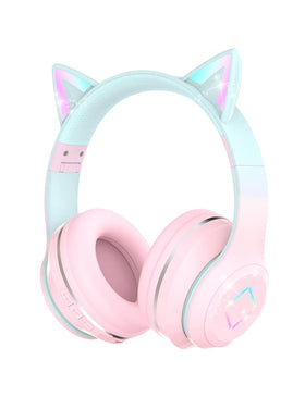 YOYOTUNE cat ear LED headphones for kids with playful visual focus