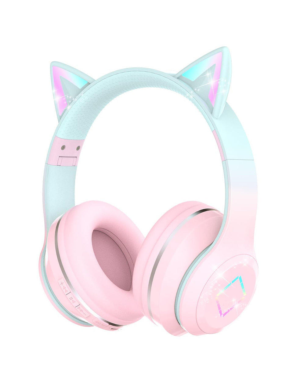 YOYOTUNE cat ear LED headphones for kids with playful visual focus