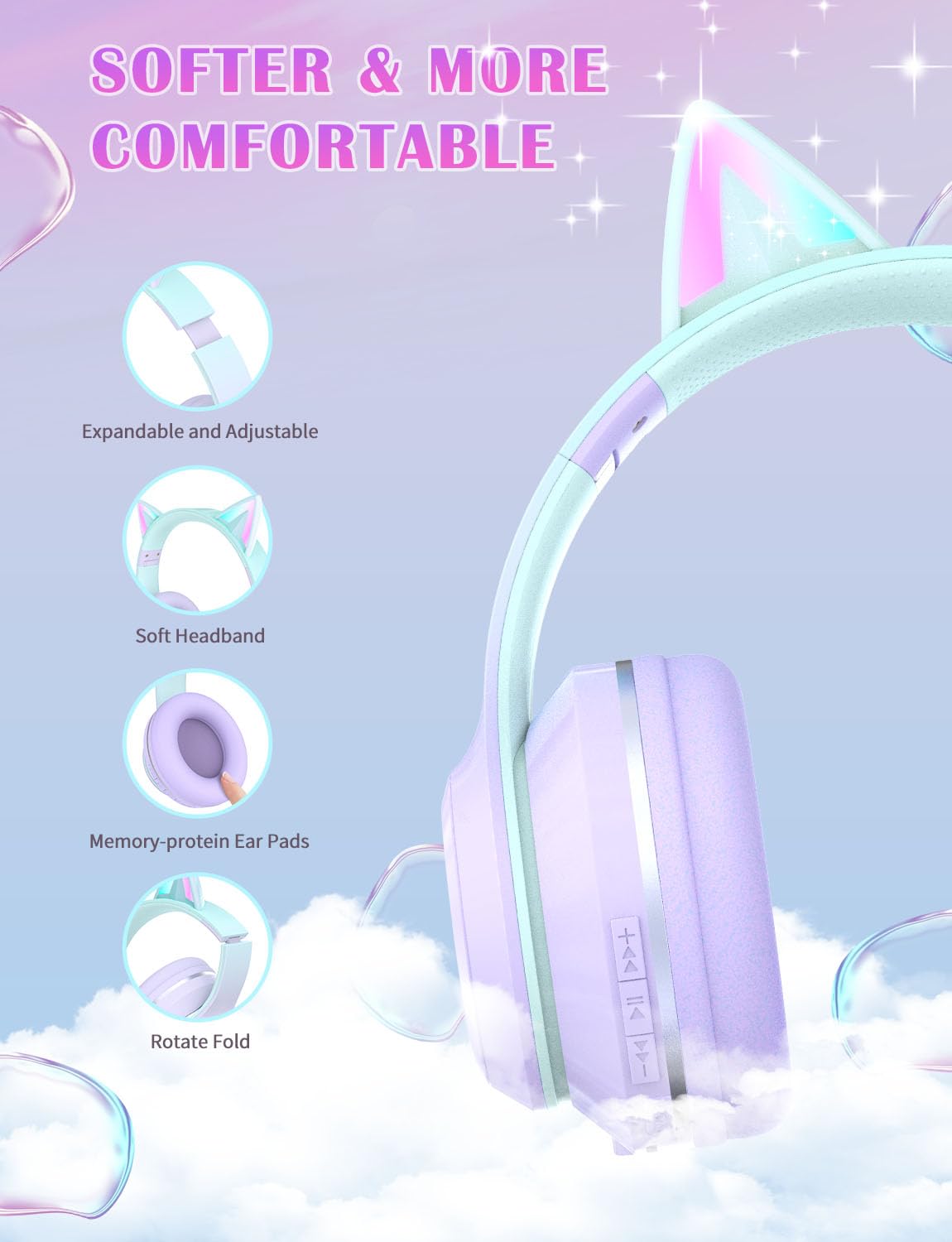 YOYOTUNE soft padded earcup detail for comfortable long wear
