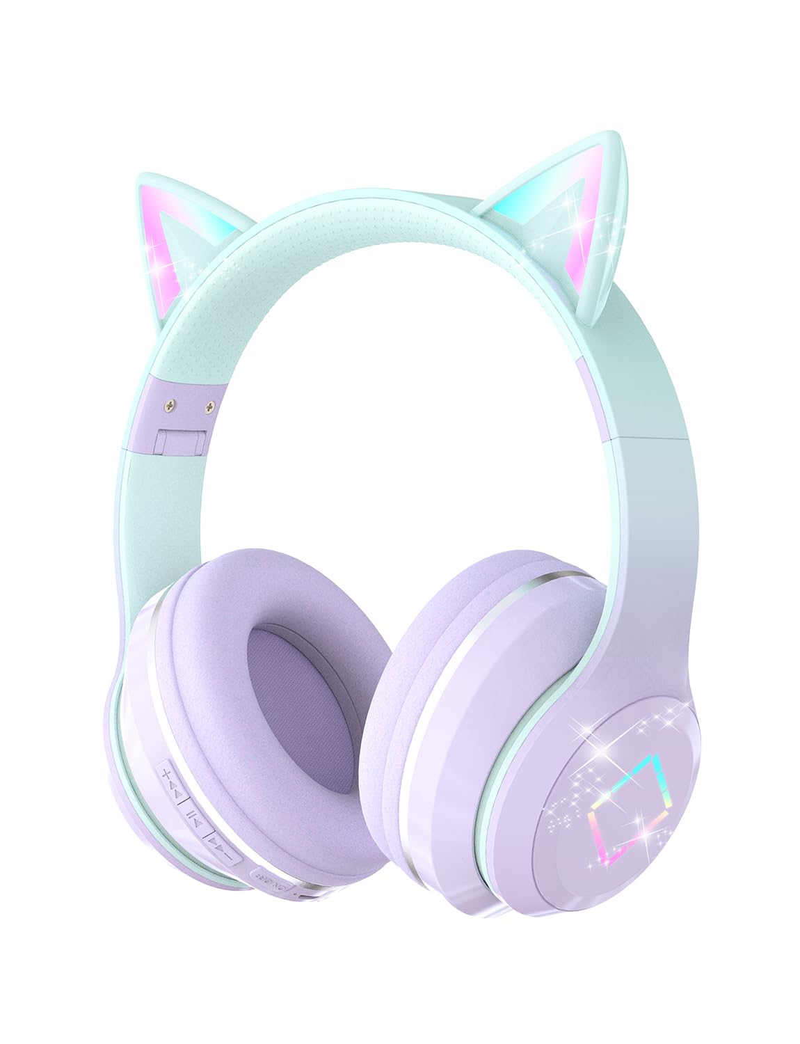 YOYOTUNE purple front view showing cat ears and LED lights for fun