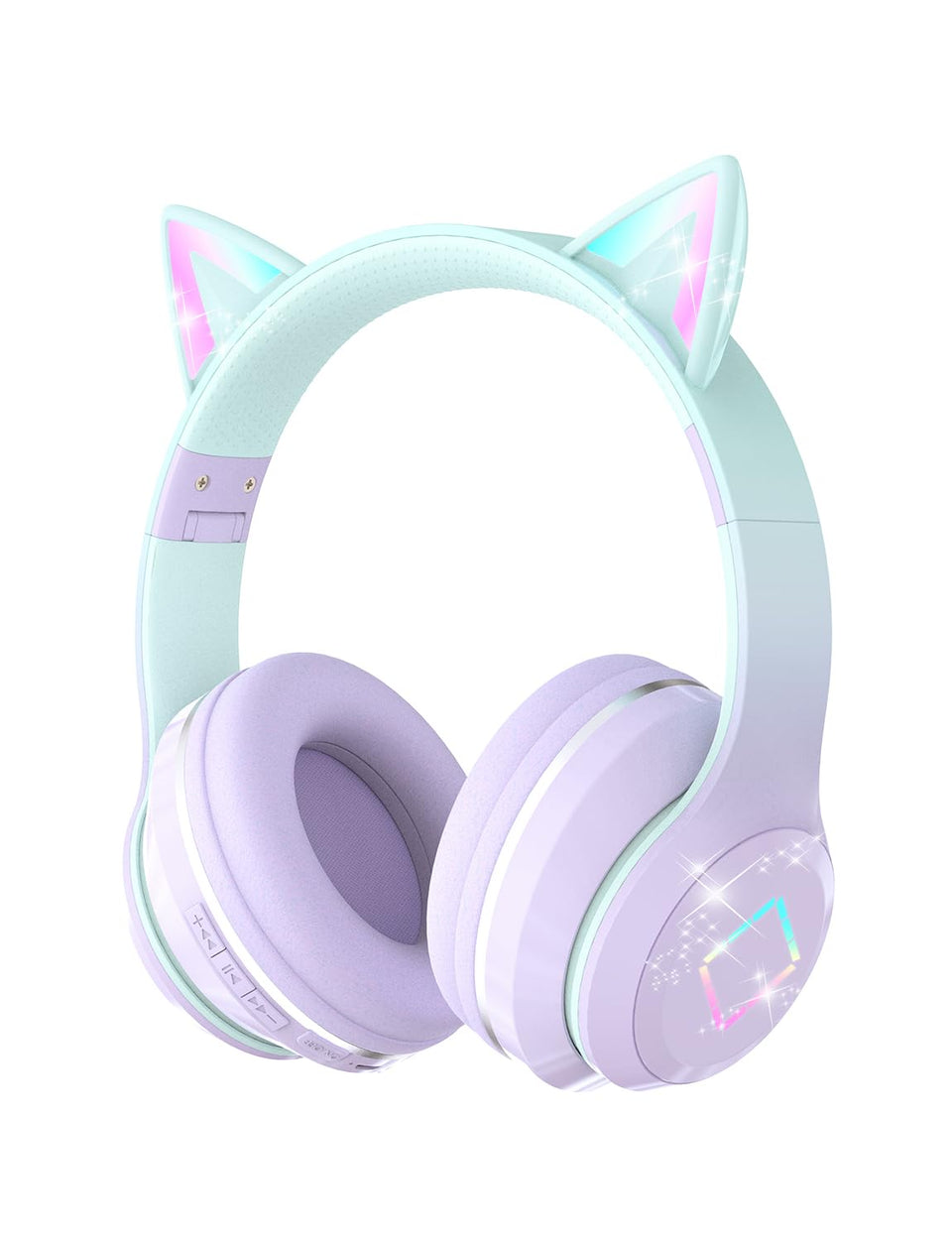 YOYOTUNE purple front view showing cat ears and LED lights for fun