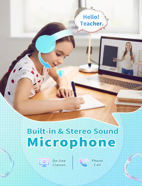 Child wearing YOYOTUNE headphones at school demonstrating comfortable fit and clear audio