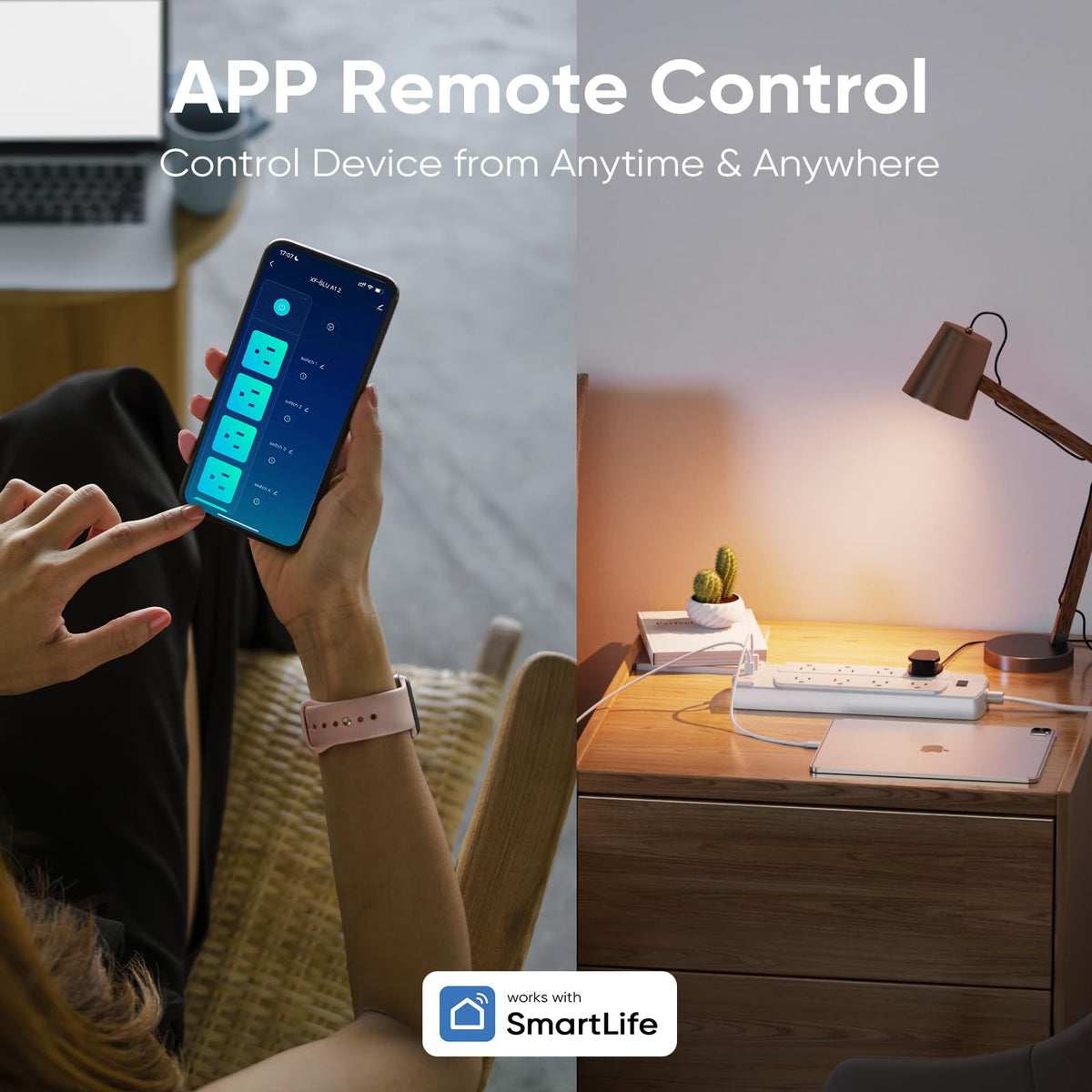 Yozisital eight-outlet smart strip with versatile power control.