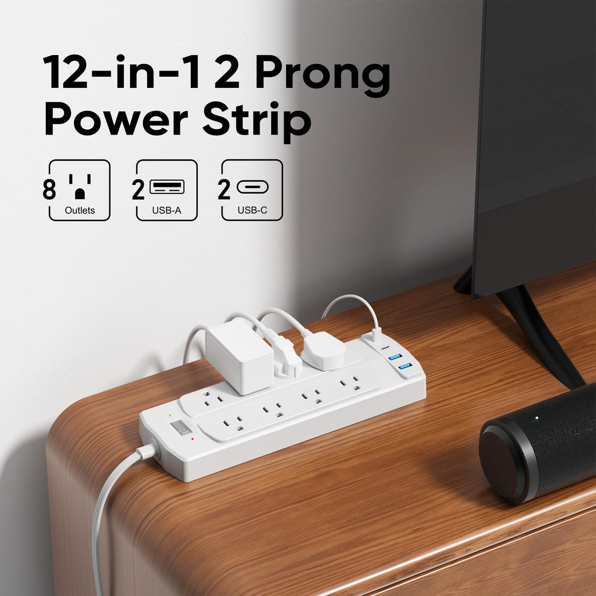 Yozisital flat plug design fits tight spots behind furniture