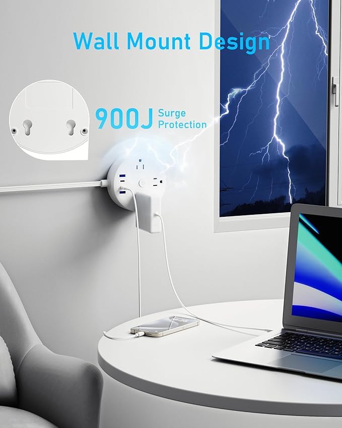 Yozisital 6 outlets and 4 USB ports support multiple devices.