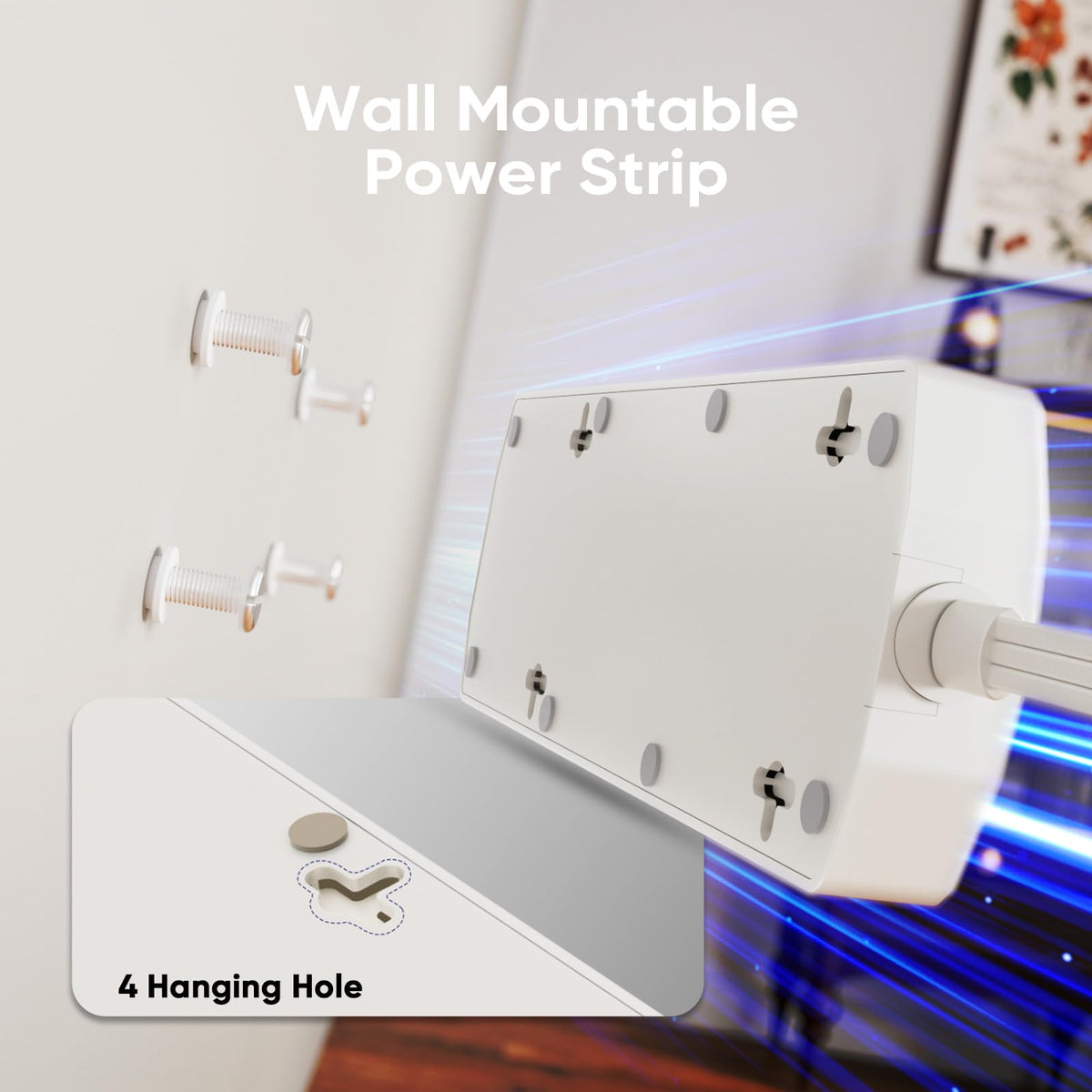 Yozisital wall-mountable extension keeps cords organized on walls or desks