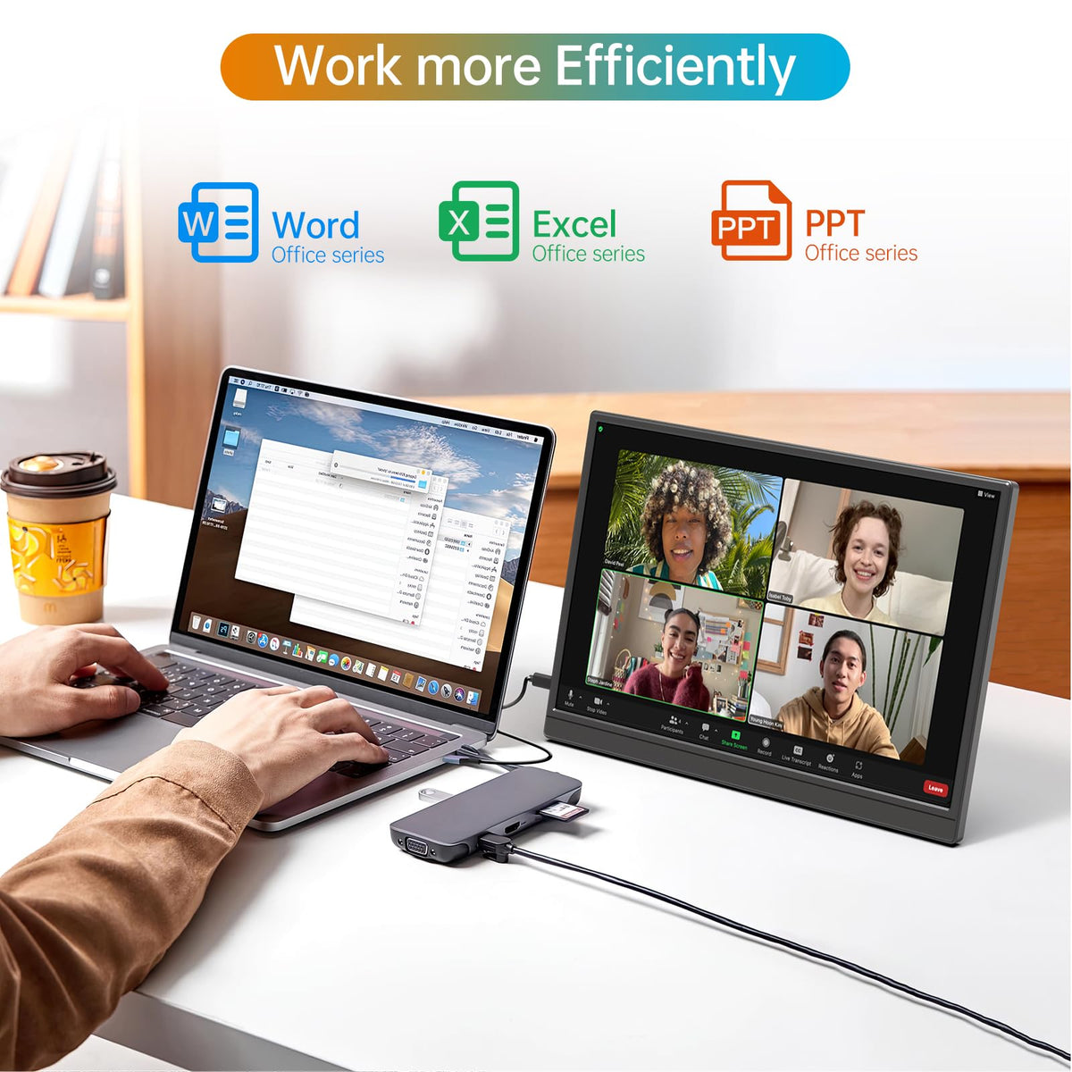 YPI monitor in extended mode providing a full second screen.