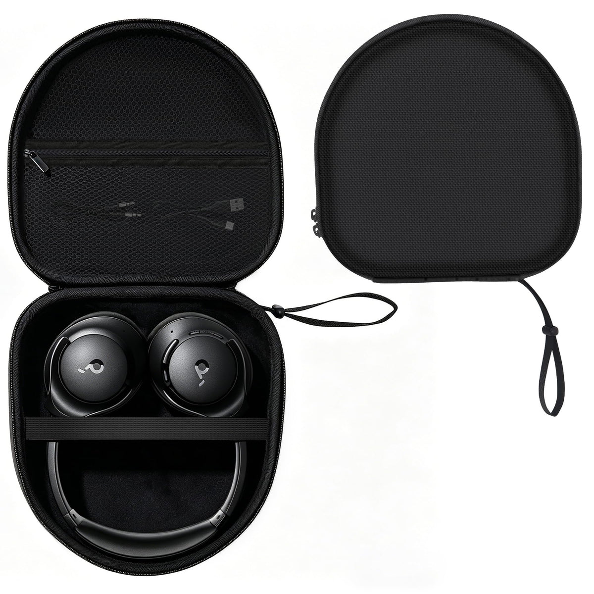 YPW EVA case for Soundcore Q20i Q30 with snug fit and accessory mesh.