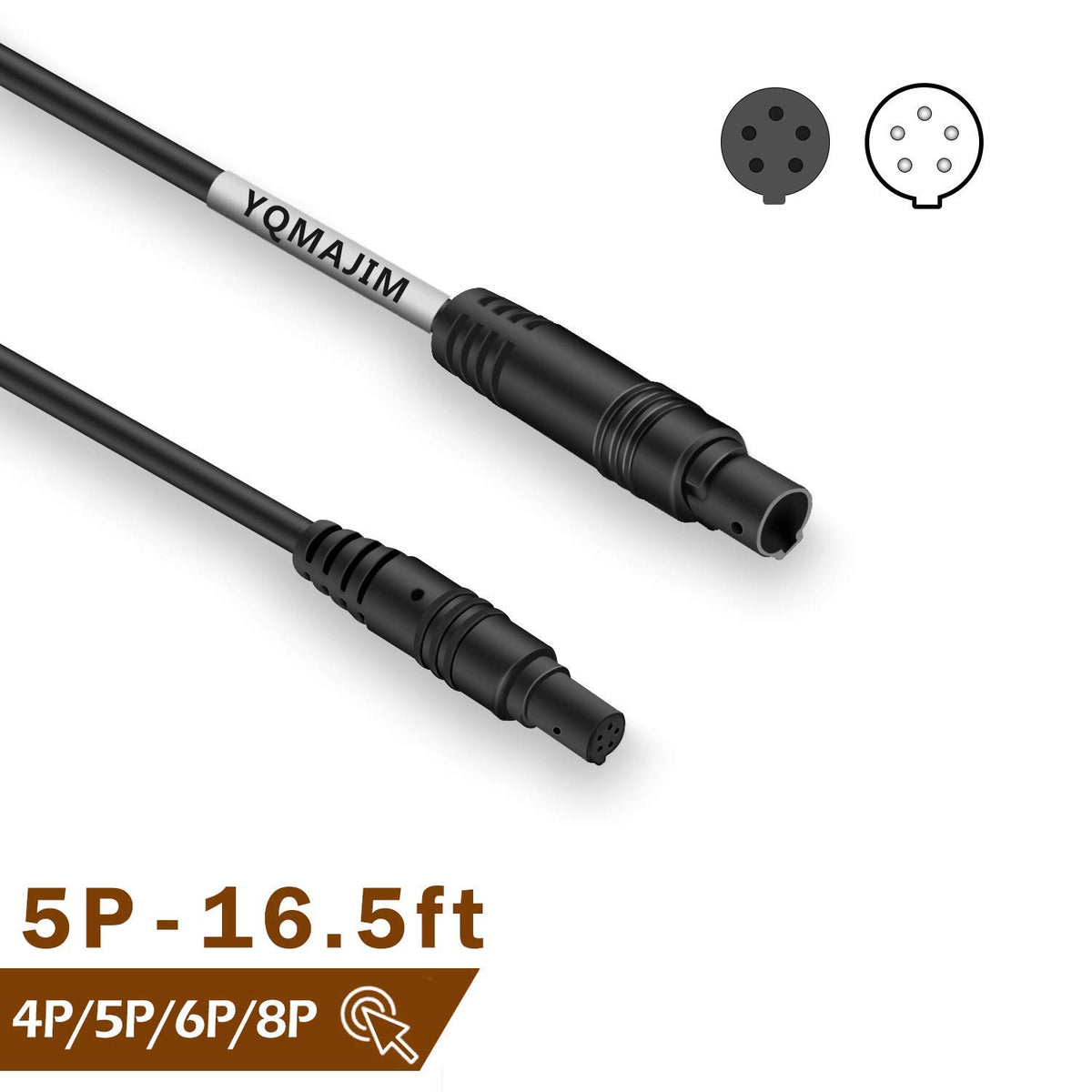 Coiled YQMAJIM 16.5ft 5‑pin extension cable offering long reach for neat routing