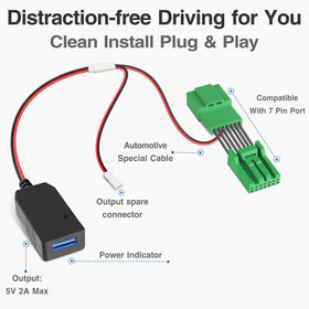YQMAJIM built-in USB charger cable enables hidden dashcam install.
