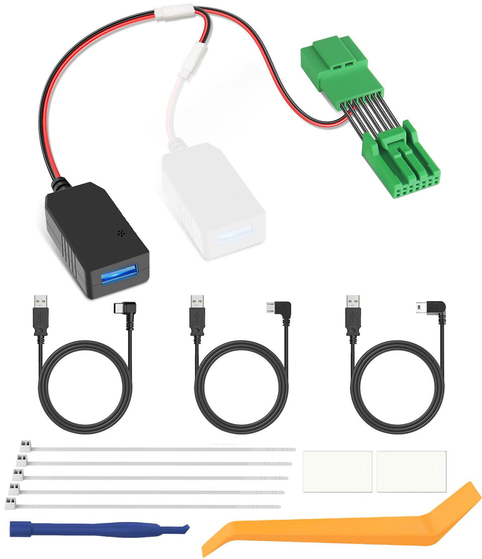 YQMAJIM dashcam power adapter for a clean, wire-free install under the auto-dimming mirror.