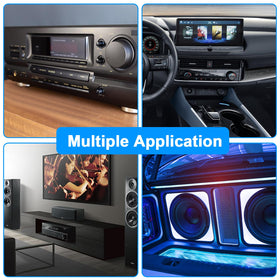 YQMRCZRF connected in car audio setup illustrating expanded speaker feeding capability