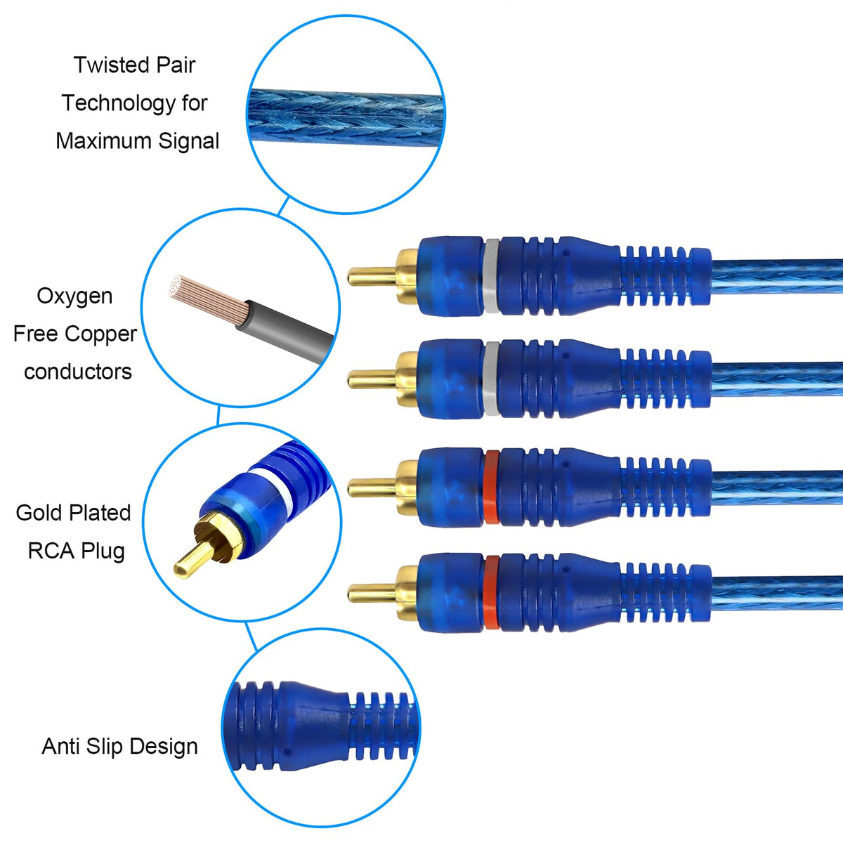 YQMRCZRF RCA connector close-up highlighting solid contacts and secure audio transfer