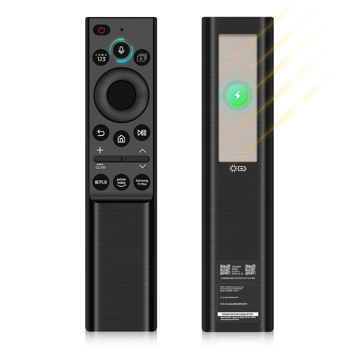 Yrtnlo remote front profile showing buttons and ergonomic layout for easy control