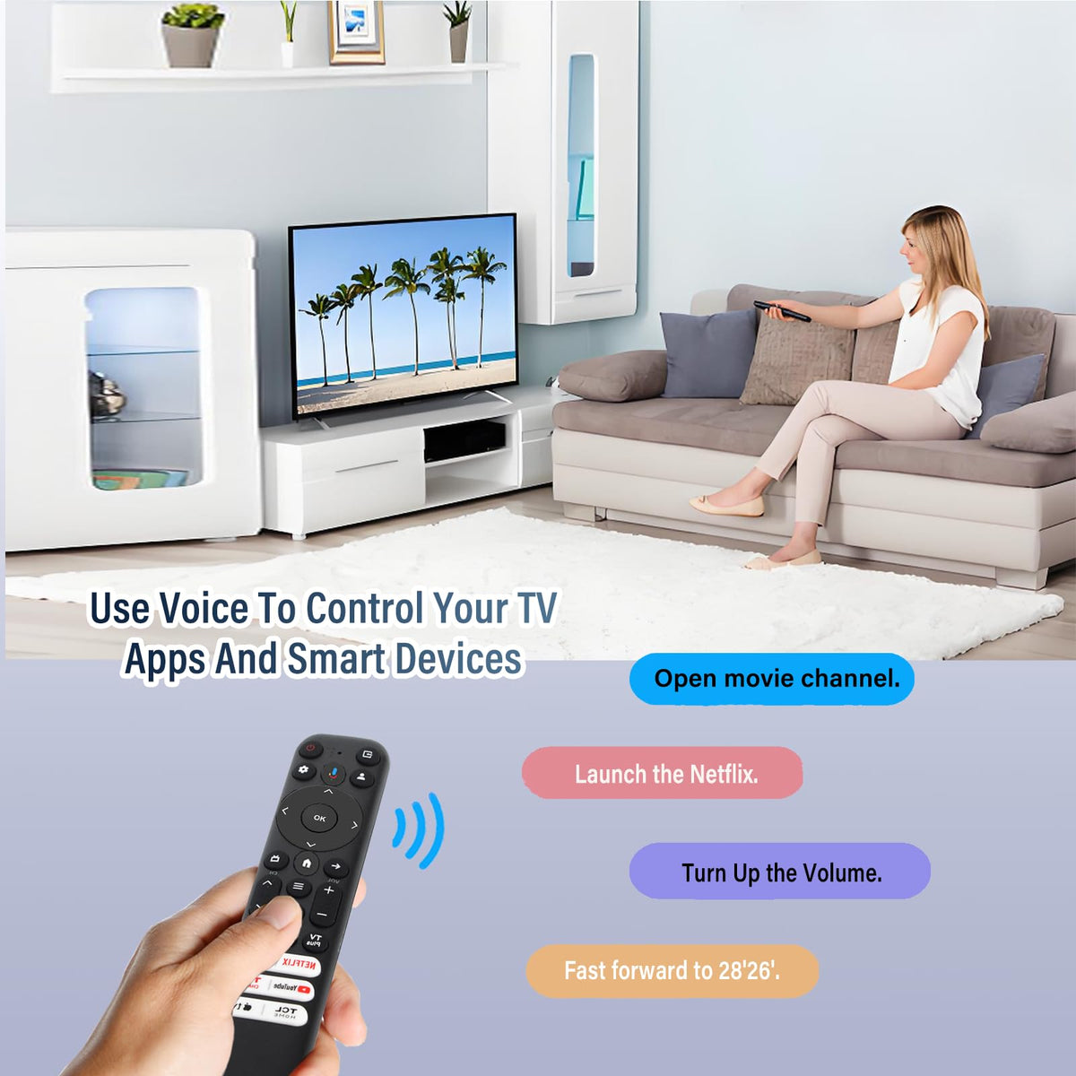 Yrtnlo RC813 compatibility with TCL series shown for 4K TVs.