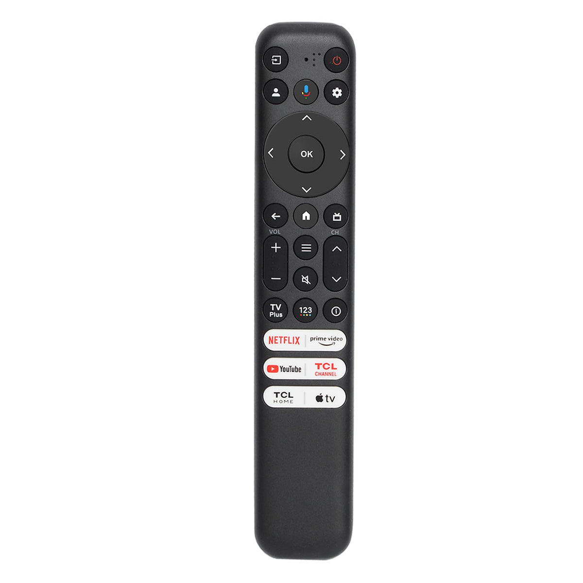 Yrtnlo RC813 voice remote front view with ergonomic grip for comfortable use.