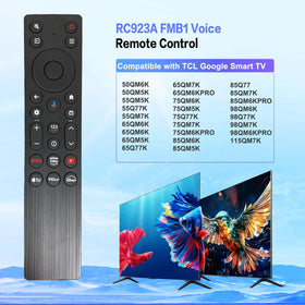 Yrtnlo RC923A FMB1 remote buttons close up for quick navigation on TCL QLED.