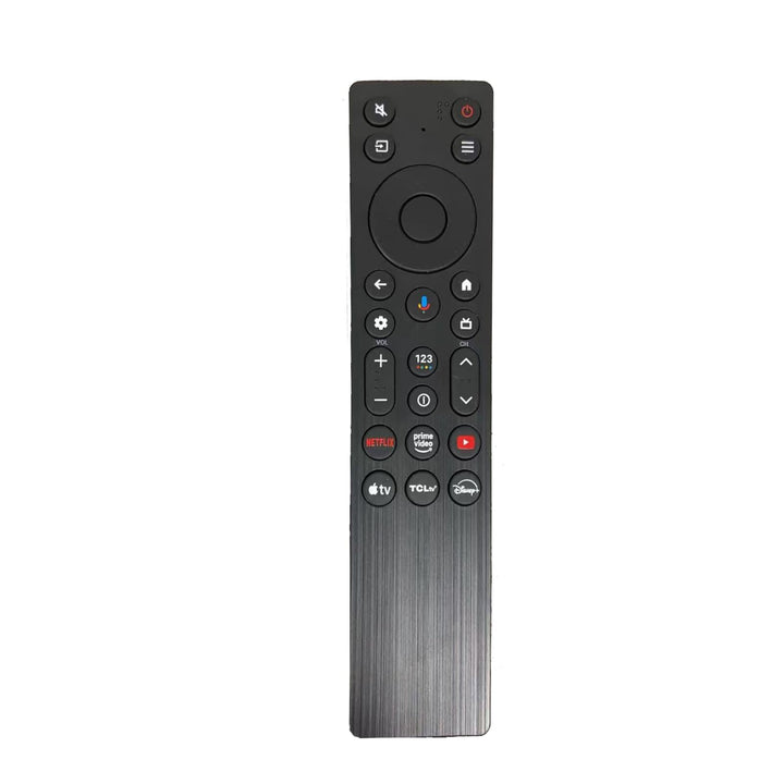 Yrtnlo RC923A FMB1 remote front view enabling easy voice control for TCL TVs.