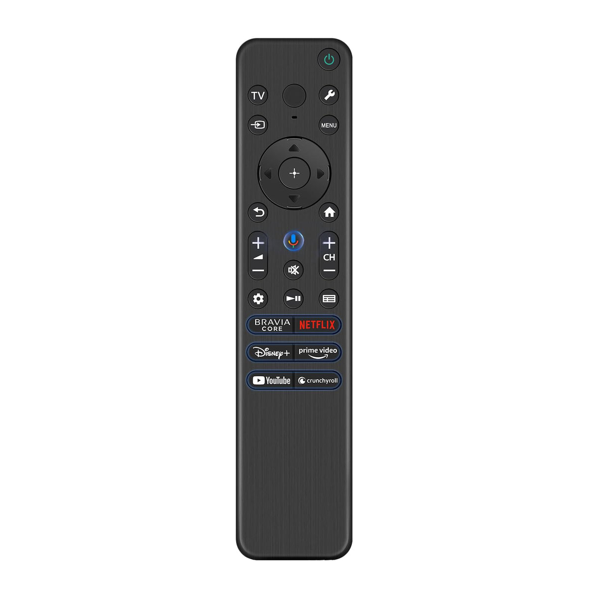 Yrtnlo RMF-TX910U remote front view showing universal compatibility with Sony Bravia TVs.