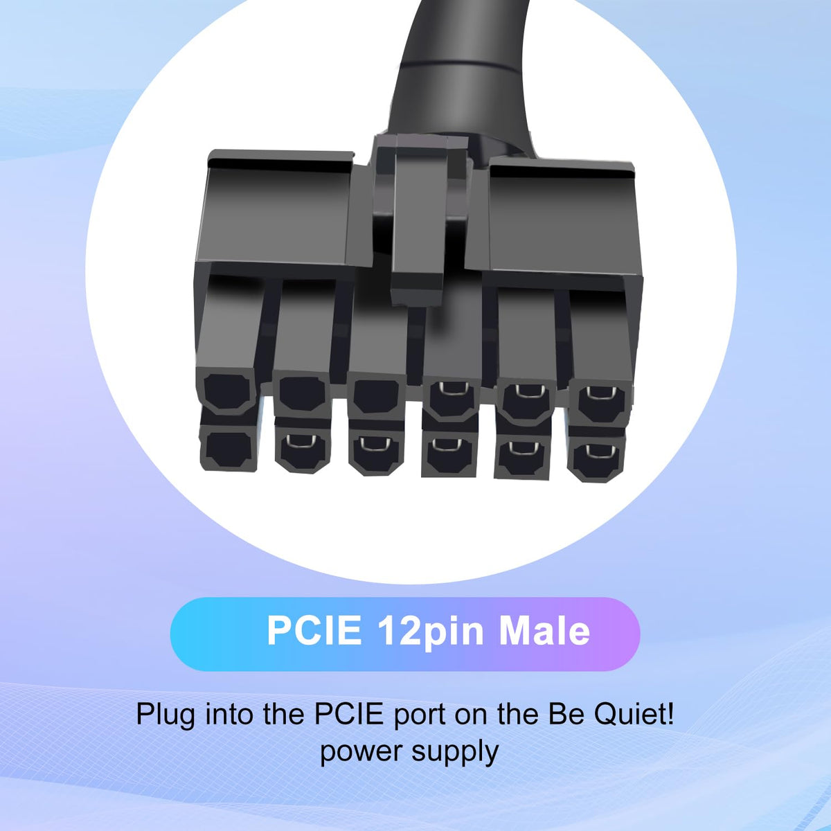 YSIUENG close-up 12-pin PSU plug showing precise pin alignment for Be Quiet! fit