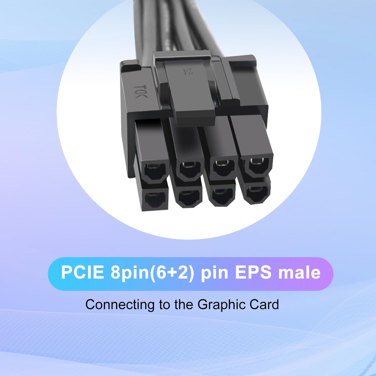 YSIUENG close-up 6+2 GPU connector demonstrating flexible 6-or-8 pin use for GPUs
