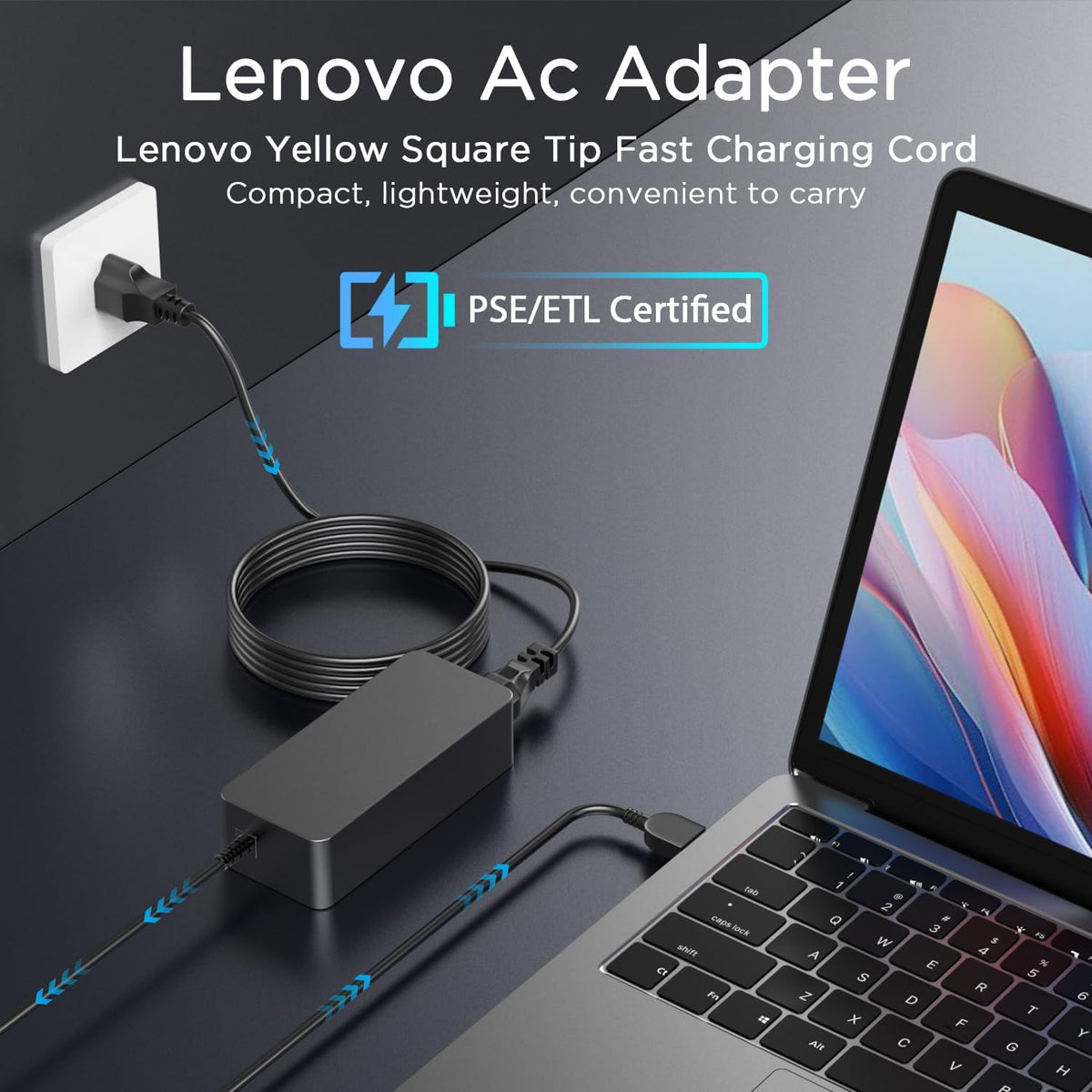 YSSTKFD 65W charger supports 100-240V input for versatile travel charging.