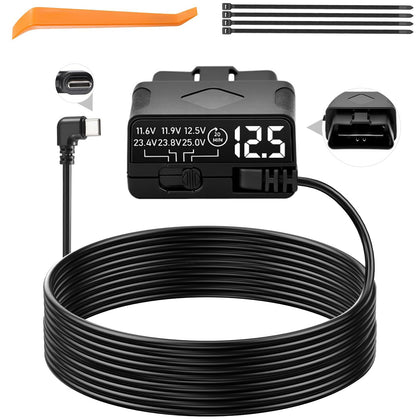 YTAIMITOP OBD2 to USB-C power cable overview for dash cam installation