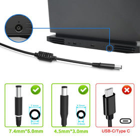 YTech 65W Dell Inspiron charger with 7.4x5.0mm connector for wide compatibility.
