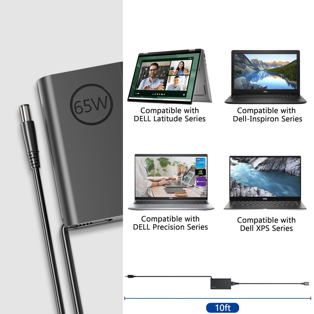 YTech 65W Dell Inspiron charger travel-ready for on-the-go charging.