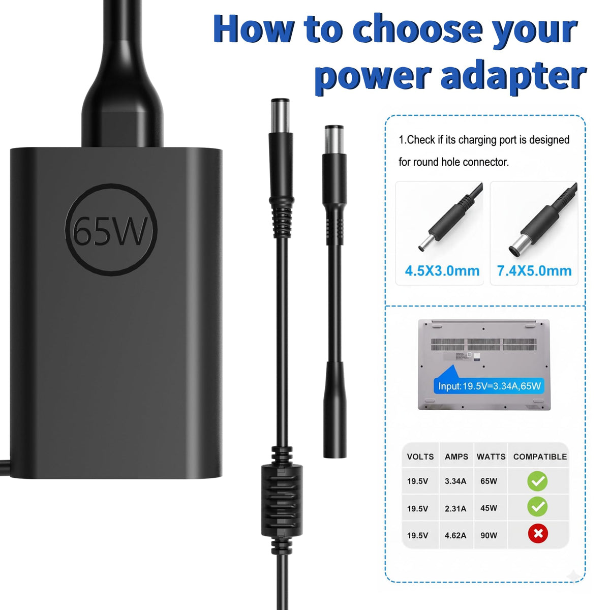 YTech 65W Dell Vostro-compatible adapter supports versatile business laptops.