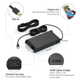AC adapter side view highlights compact form factor for easy storage and portability.
