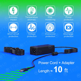 YTech compact charger design with long cable, ideal for travel.