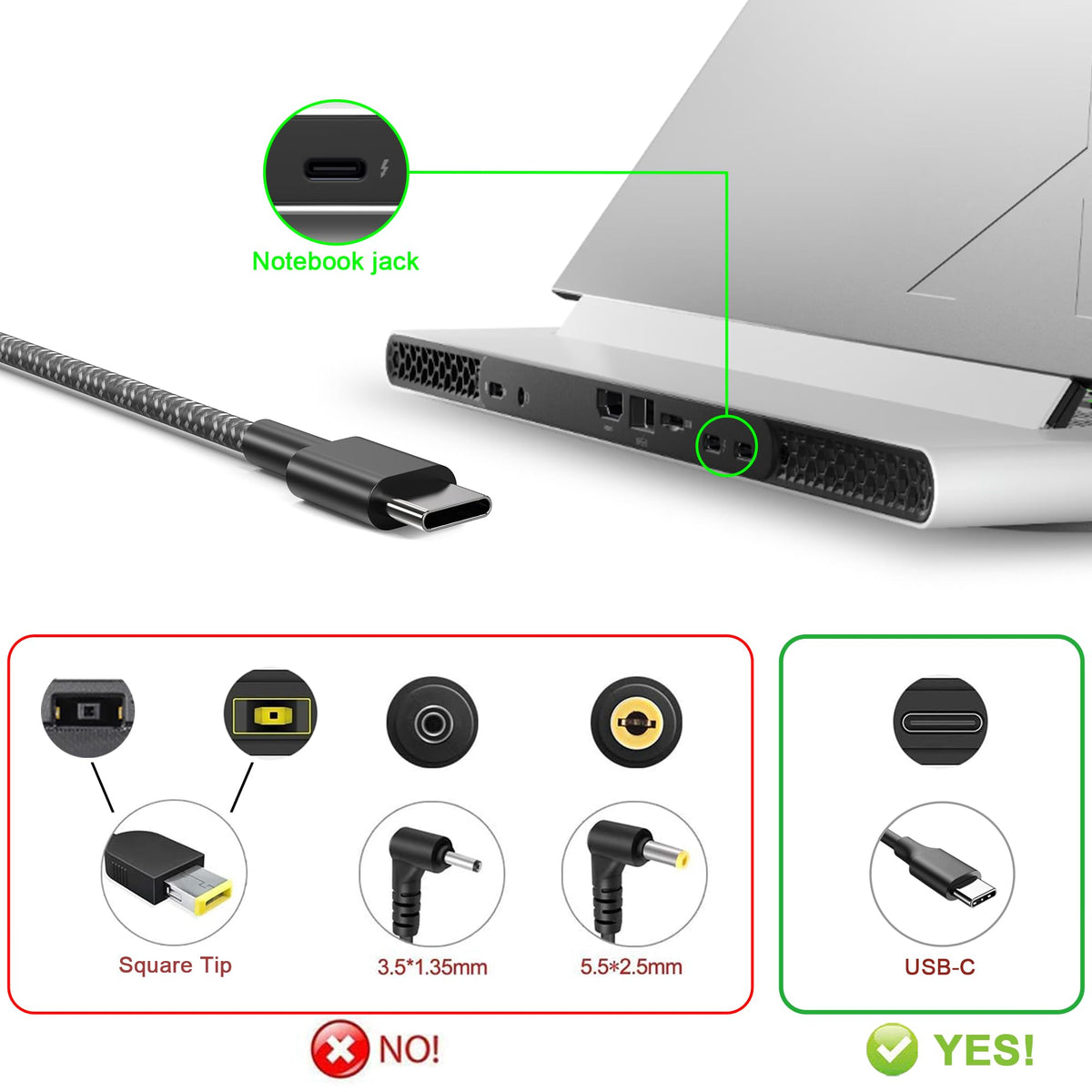 YTech Dell Latitude compatible charger for safe portable charging
