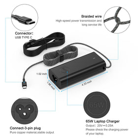YTech Dell XPS 13 compatible charger delivering fast USB C PD charging