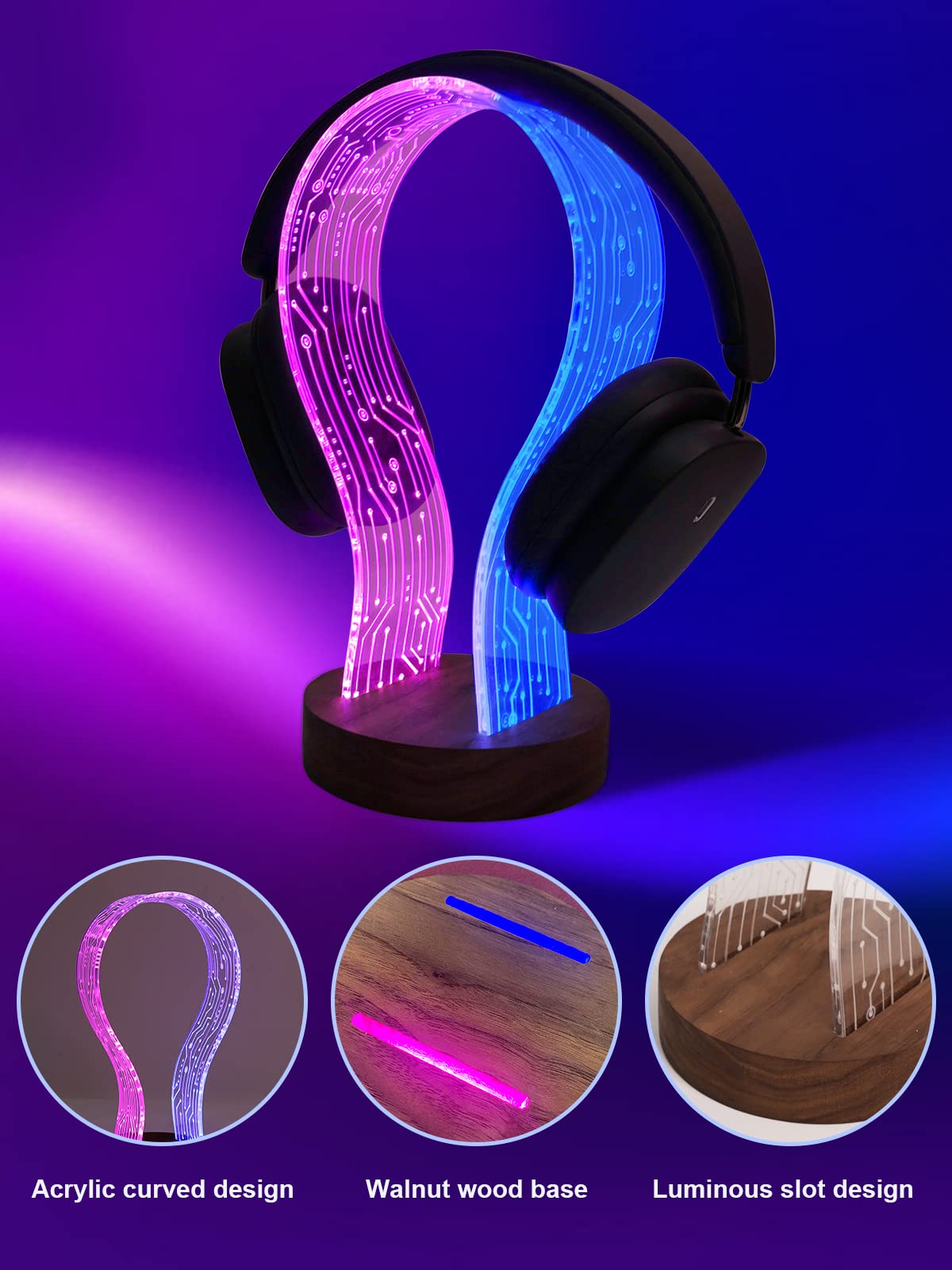 YuanDian in a gaming setup keeping headphones accessible and organized