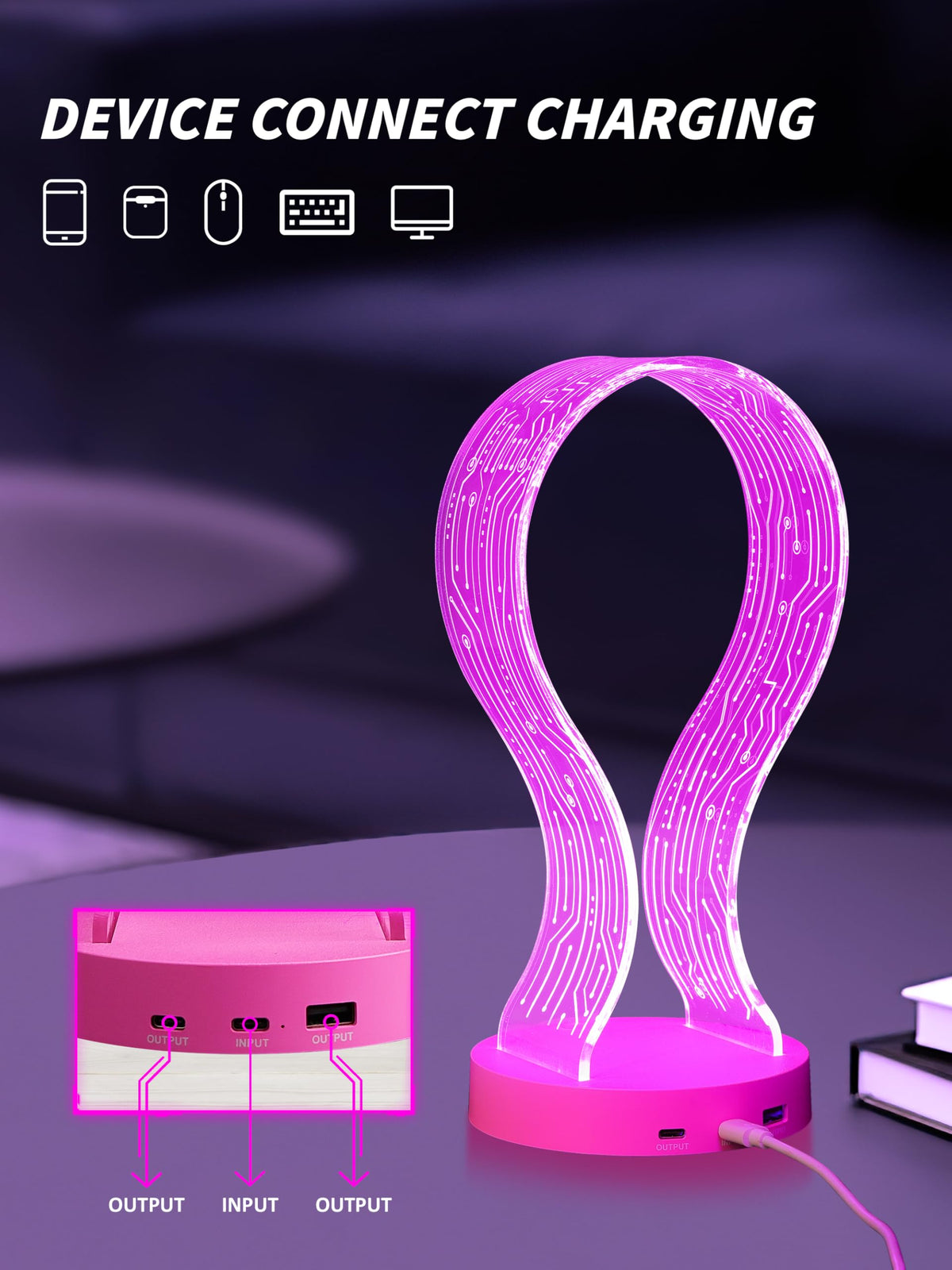 YuanDian LED-lit stand in dark room creating colorful ambient lighting