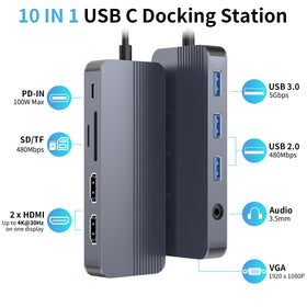 Yuanshan docking station with dual 4K HDMI output for sharp visuals