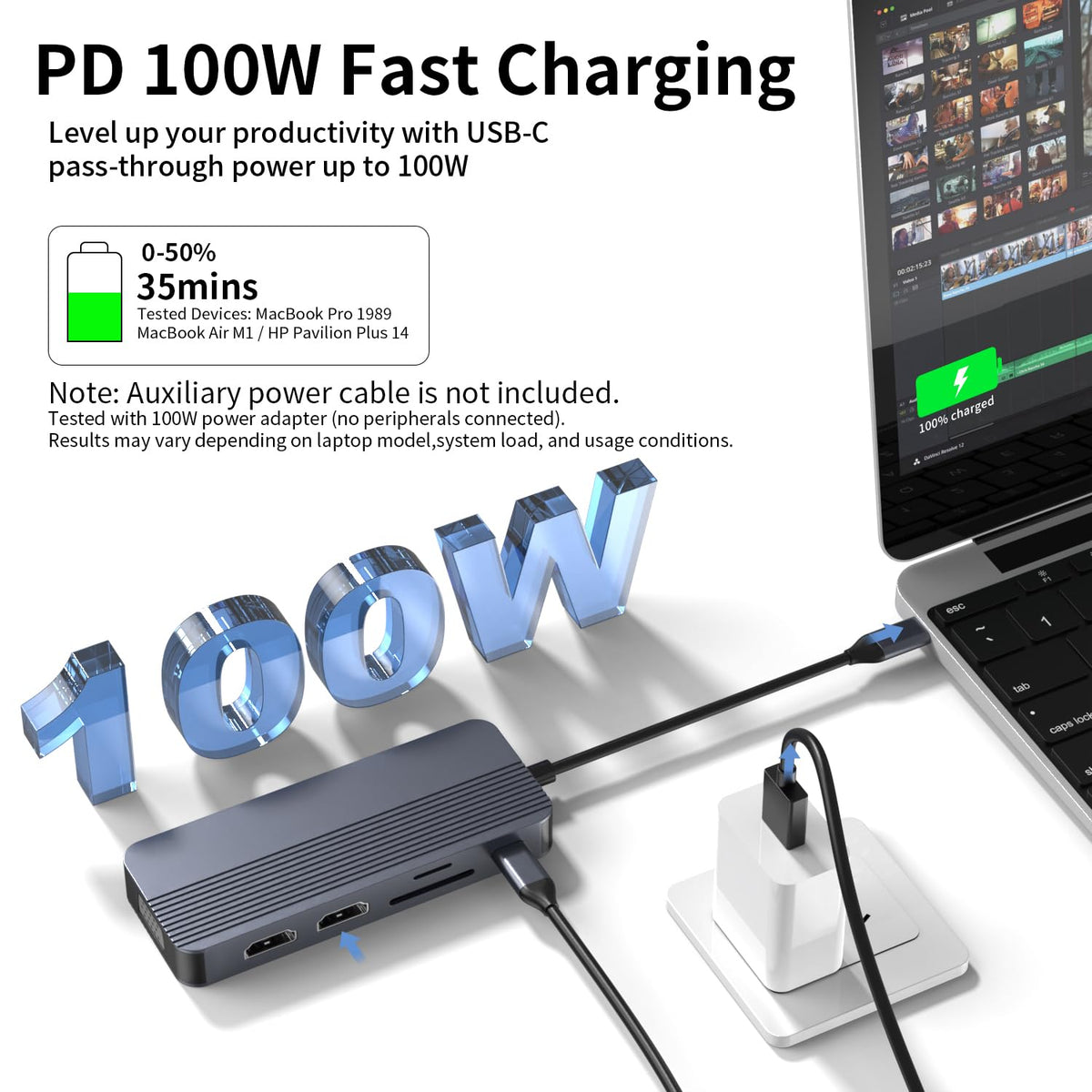 Yuanshan docking station 100W PD charging for rapid power delivery