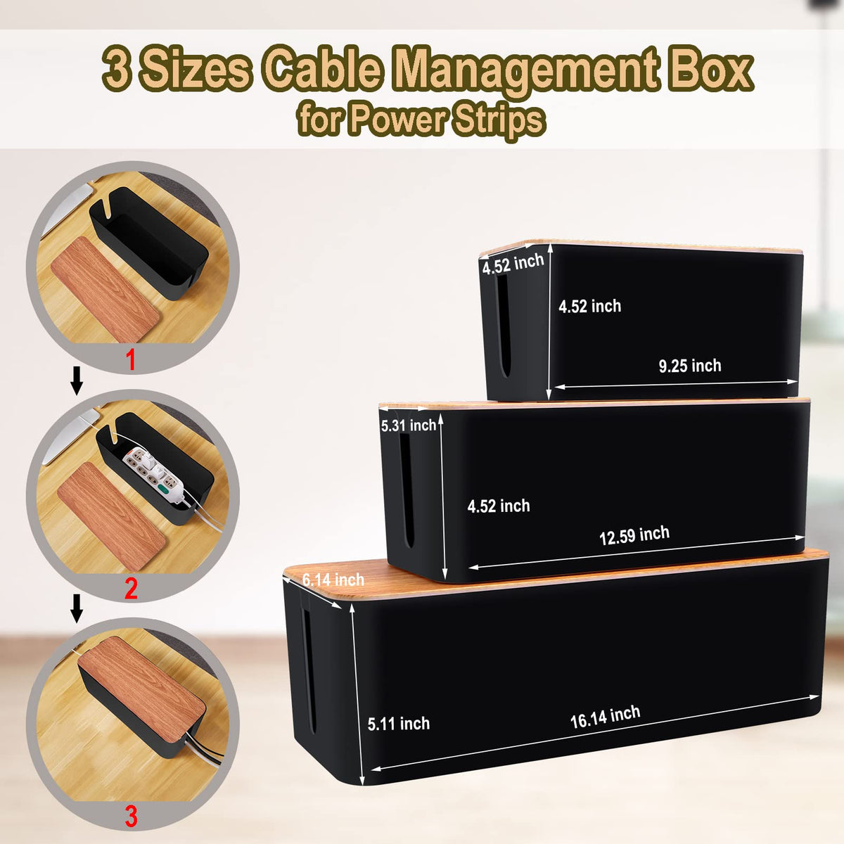YUANYE large box open with power strip inside demonstrating hidden surge protector safety