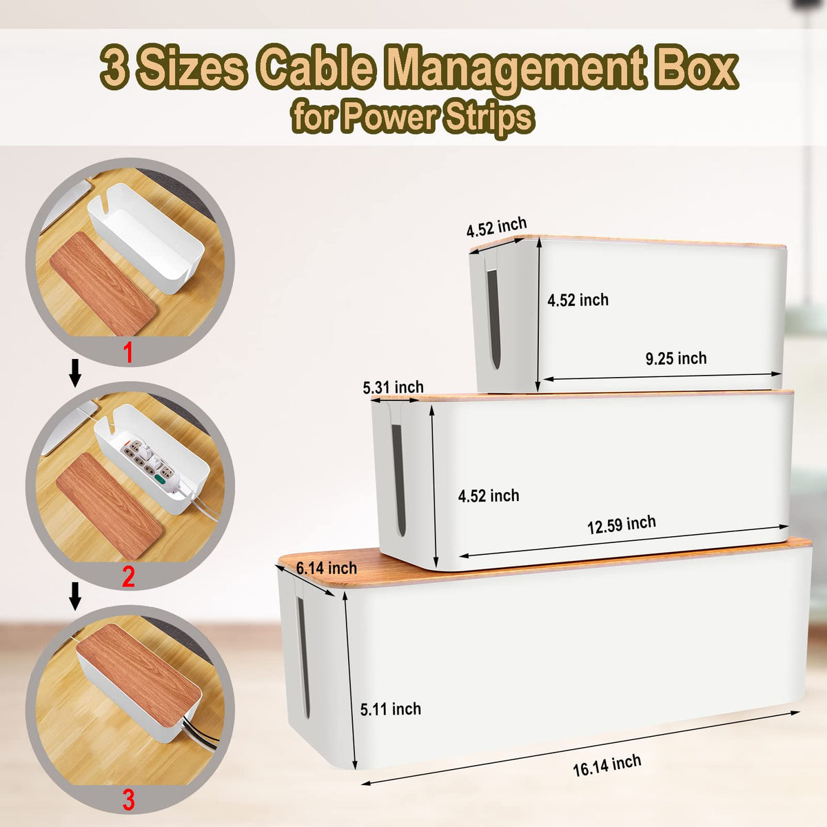 YUANYE large box enclosing a power strip for safer floor space