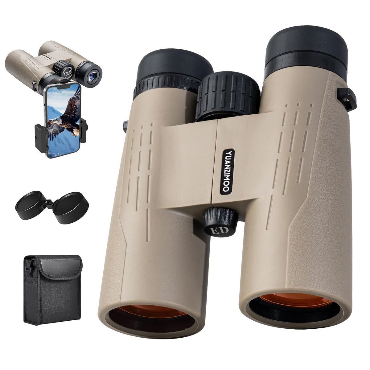 YUANZIMOO binoculars with ergonomic grip for comfortable extended viewing.