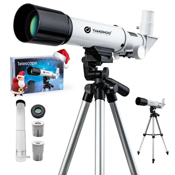 YUANZIMOO front view of telescope showing compact portable design and easy setup