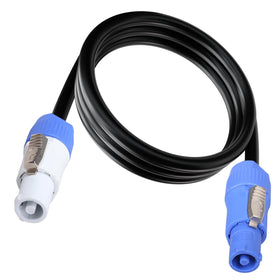 Yubunt 3 Pin PowerCon cable front view for reliable stage gear power delivery.