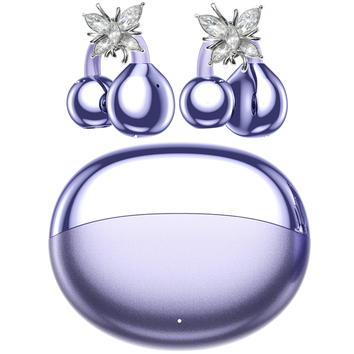 YUEHEMEI open-ear earbuds in purple offer secure all-day comfort.
