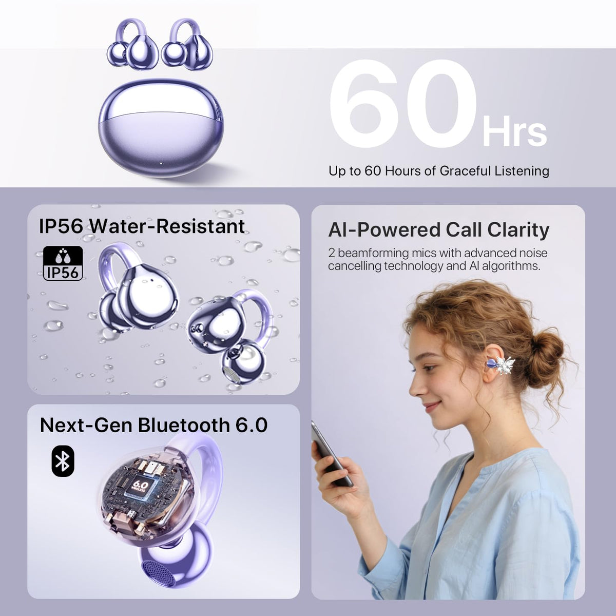 YUEHEMEI ultralight earbuds weigh 5.7 grams per bud for all-day wear.